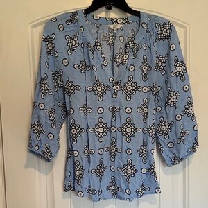 Crown & Ivy Light Blue Patterned Blouse
